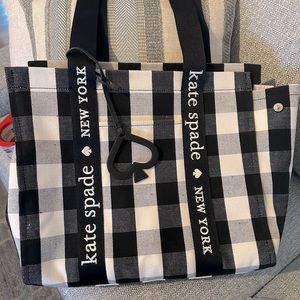 Gingham Canvas Black Multi Tote